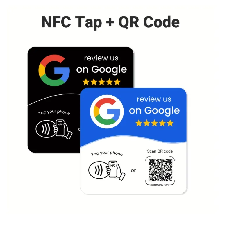 Sticker cuadrado NFC y QR para reseñas de Google – imagen 1