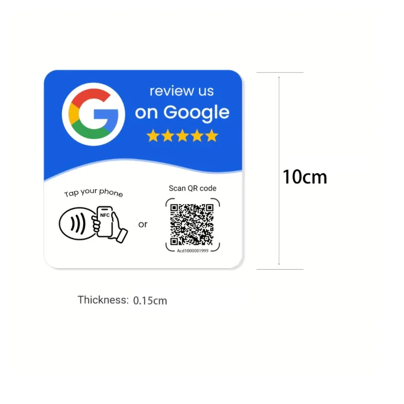 Sticker cuadrado NFC y QR para reseñas de Google – imagen 2