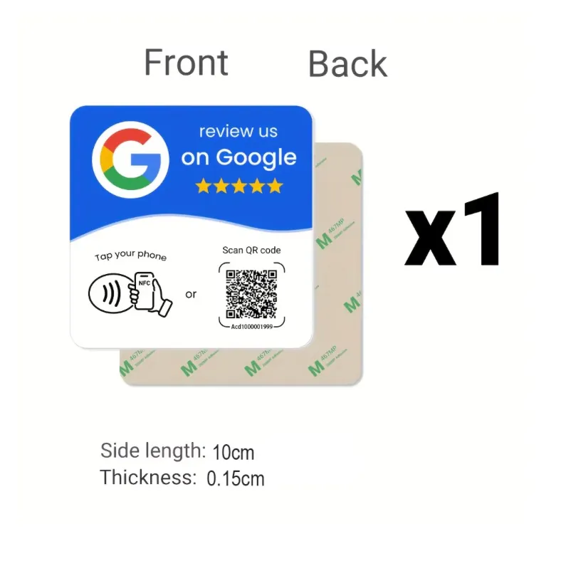 Sticker cuadrado NFC y QR para reseñas de Google – imagen 3